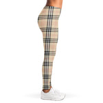 Beige Tartan Pattern Print Women's Leggings