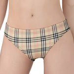 Beige Tartan Pattern Print Women's Panties