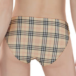 Beige Tartan Pattern Print Women's Panties