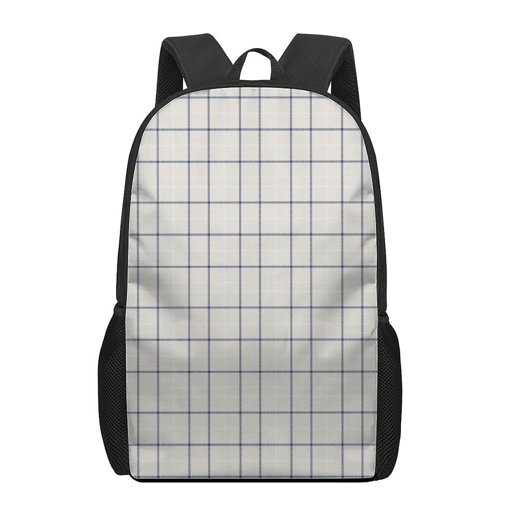 Beige Tattersall Pattern Print 17 Inch Backpack