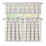 Beige Tattersall Pattern Print 3 Piece Kitchen Curtains