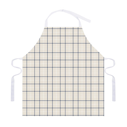Beige Tattersall Pattern Print Adjustable Apron