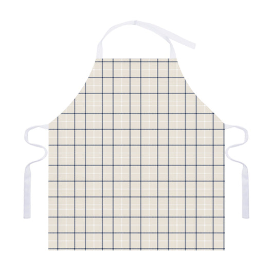 Beige Tattersall Pattern Print Adjustable Apron