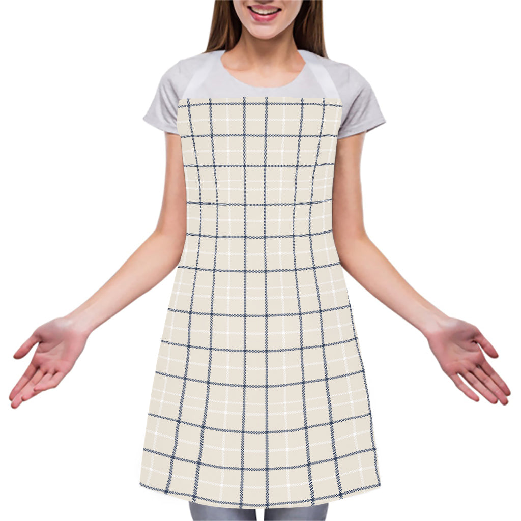 Beige Tattersall Pattern Print Adjustable Apron
