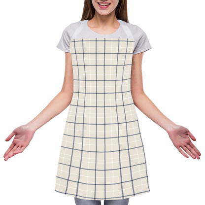 Beige Tattersall Pattern Print Adjustable Apron