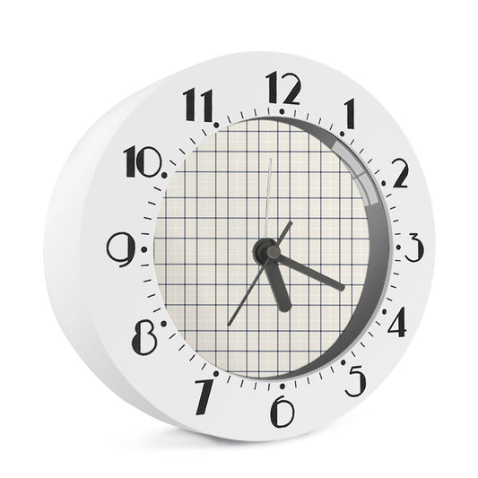 Beige Tattersall Pattern Print Alarm Clock