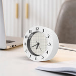 Beige Tattersall Pattern Print Alarm Clock