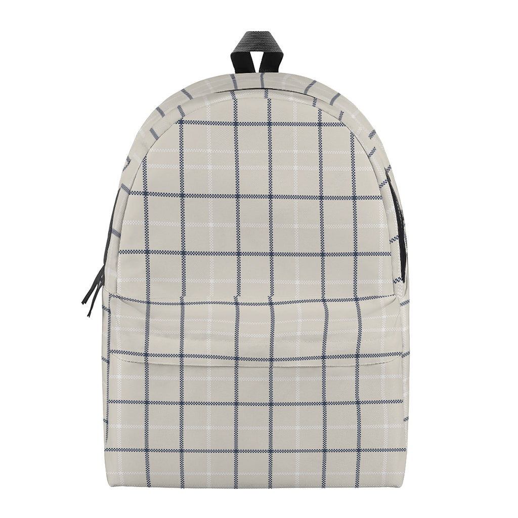 Beige Tattersall Pattern Print Backpack