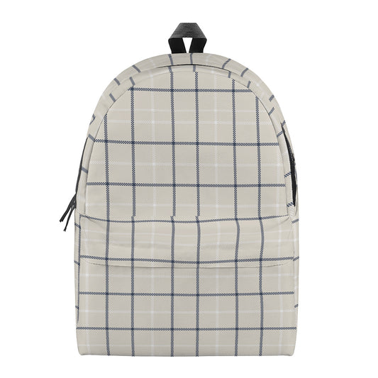 Beige Tattersall Pattern Print Backpack
