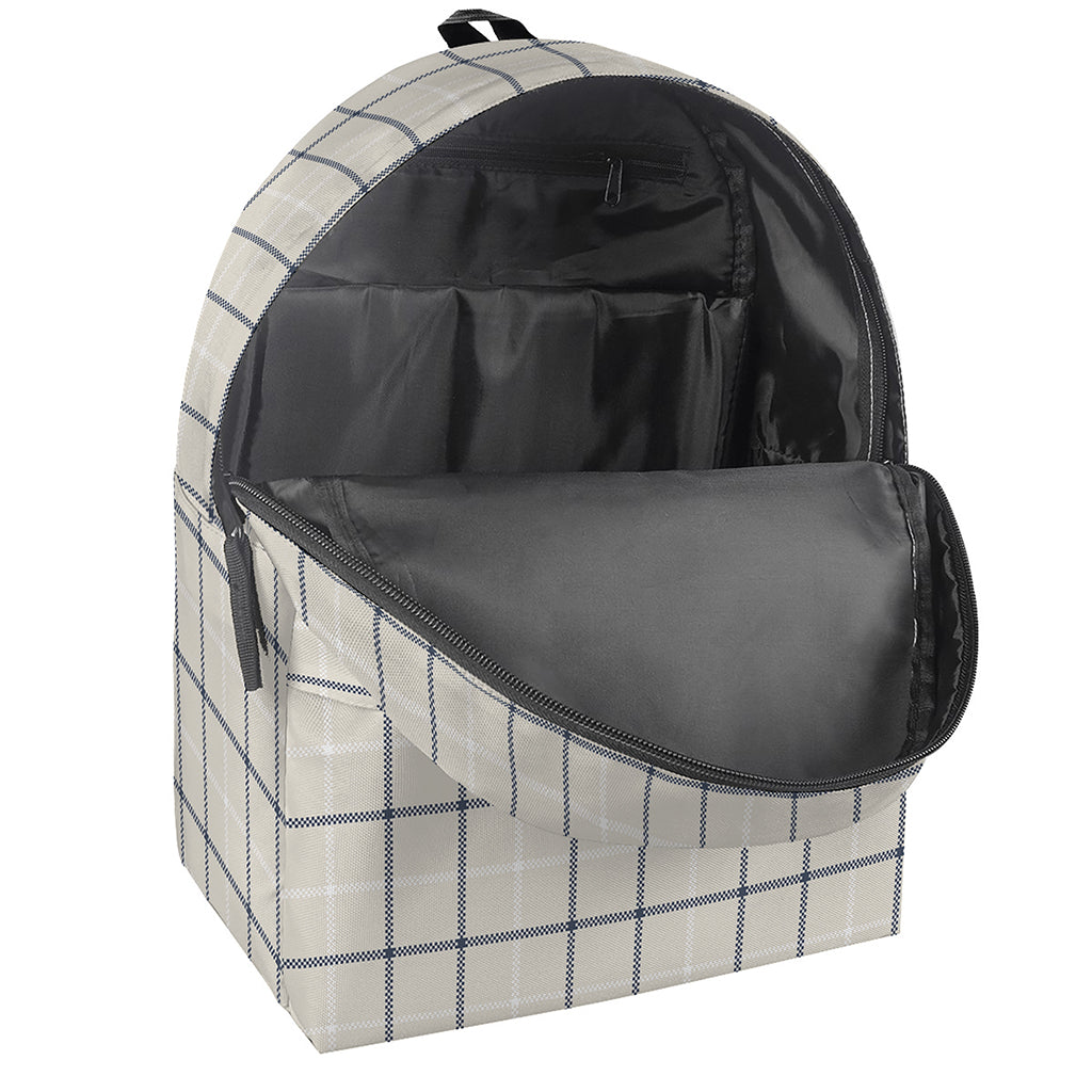 Beige Tattersall Pattern Print Backpack