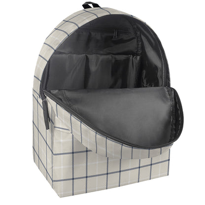 Beige Tattersall Pattern Print Backpack
