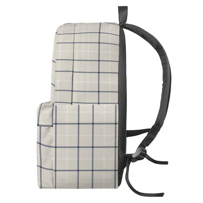 Beige Tattersall Pattern Print Backpack