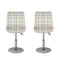 Beige Tattersall Pattern Print Bar Stool Covers