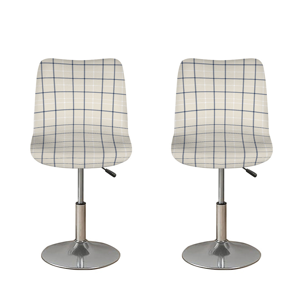 Beige Tattersall Pattern Print Bar Stool Covers