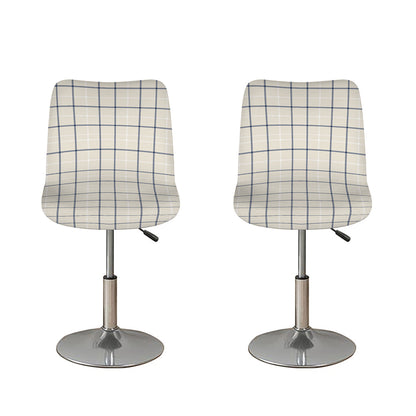 Beige Tattersall Pattern Print Bar Stool Covers