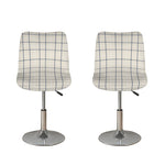 Beige Tattersall Pattern Print Bar Stool Covers