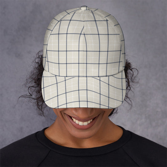 Beige Tattersall Pattern Print Baseball Cap