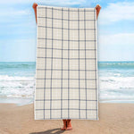 Beige Tattersall Pattern Print Beach Towel