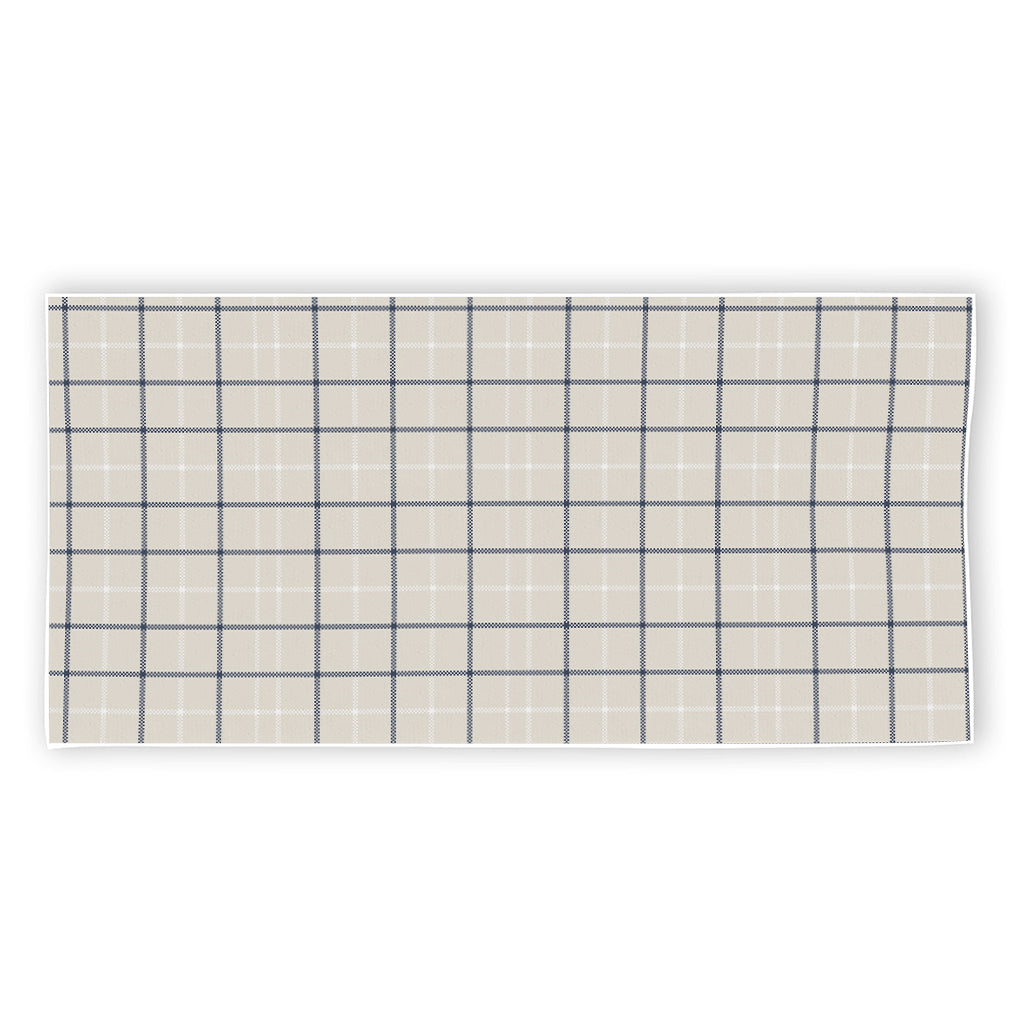 Beige Tattersall Pattern Print Beach Towel