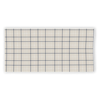 Beige Tattersall Pattern Print Beach Towel