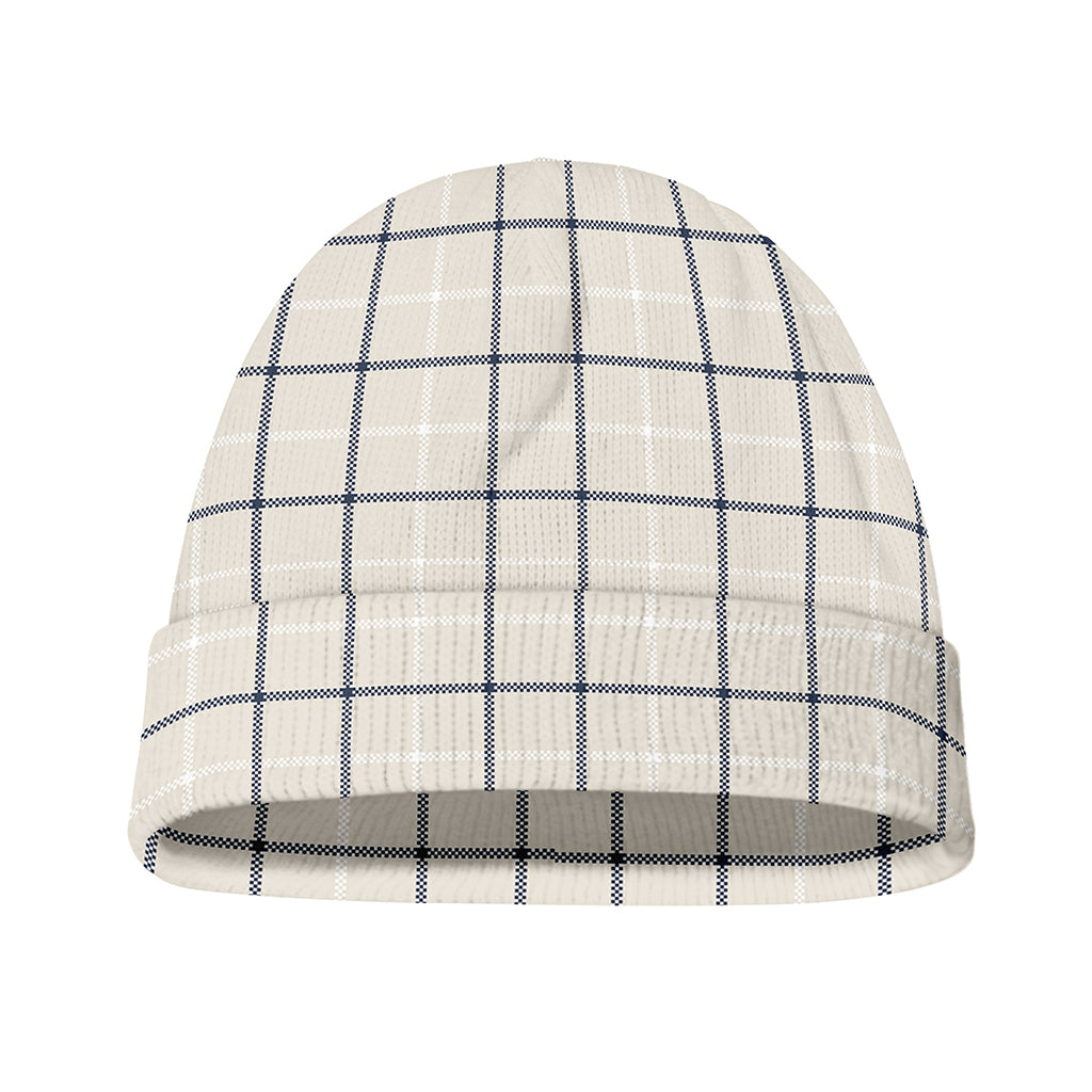 Beige Tattersall Pattern Print Beanie