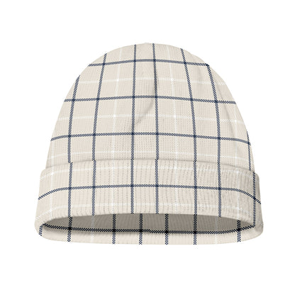 Beige Tattersall Pattern Print Beanie