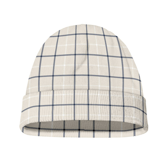 Beige Tattersall Pattern Print Beanie
