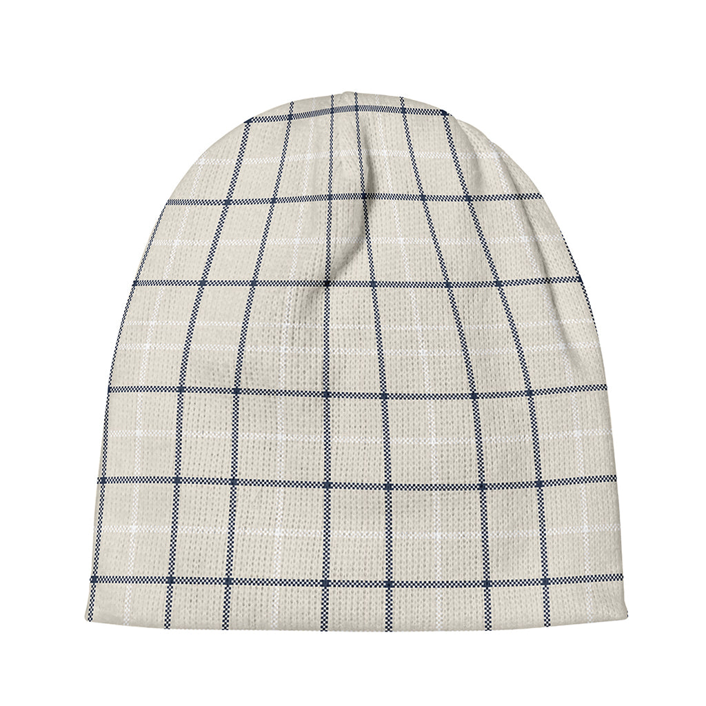 Beige Tattersall Pattern Print Beanie