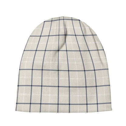 Beige Tattersall Pattern Print Beanie