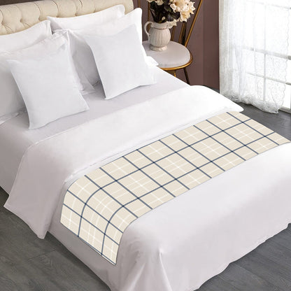 Beige Tattersall Pattern Print Bed Runner
