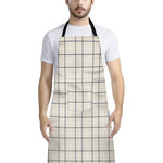 Beige Tattersall Pattern Print Bib Apron With Pocket