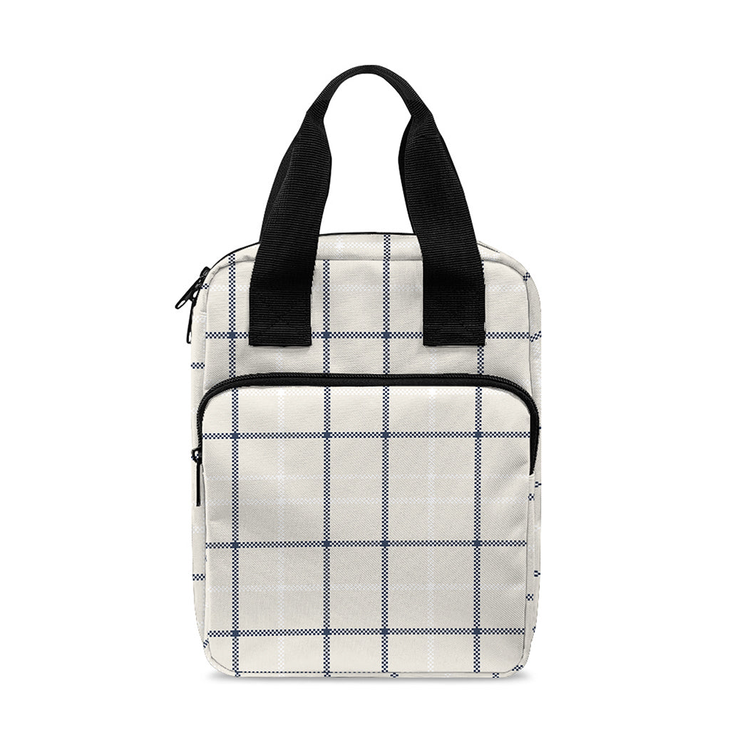 Beige Tattersall Pattern Print Bible Tote Bag