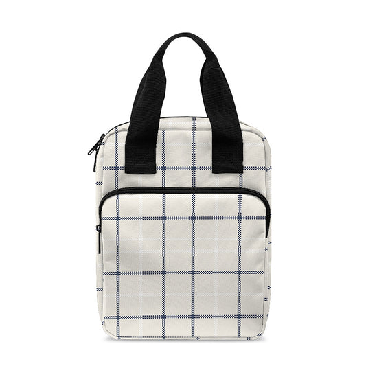 Beige Tattersall Pattern Print Bible Tote Bag