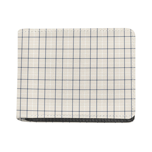 Beige Tattersall Pattern Print Bifold Wallet