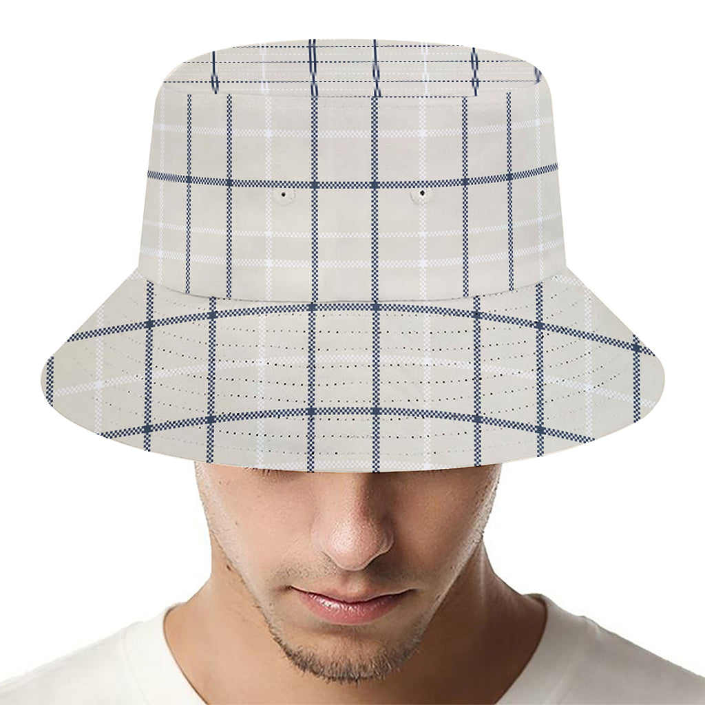 Beige Tattersall Pattern Print Bucket Hat