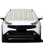 Beige Tattersall Pattern Print Car Windshield Snow Cover