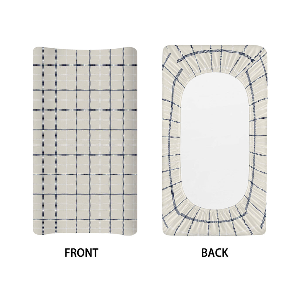 Beige Tattersall Pattern Print Changing Pad Cover