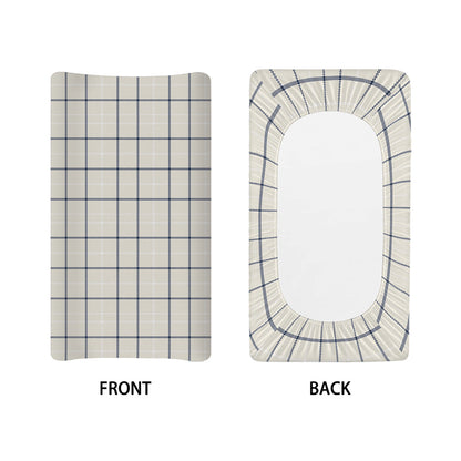 Beige Tattersall Pattern Print Changing Pad Cover