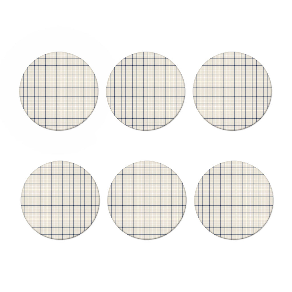 Beige Tattersall Pattern Print Coaster Set