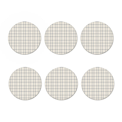 Beige Tattersall Pattern Print Coaster Set