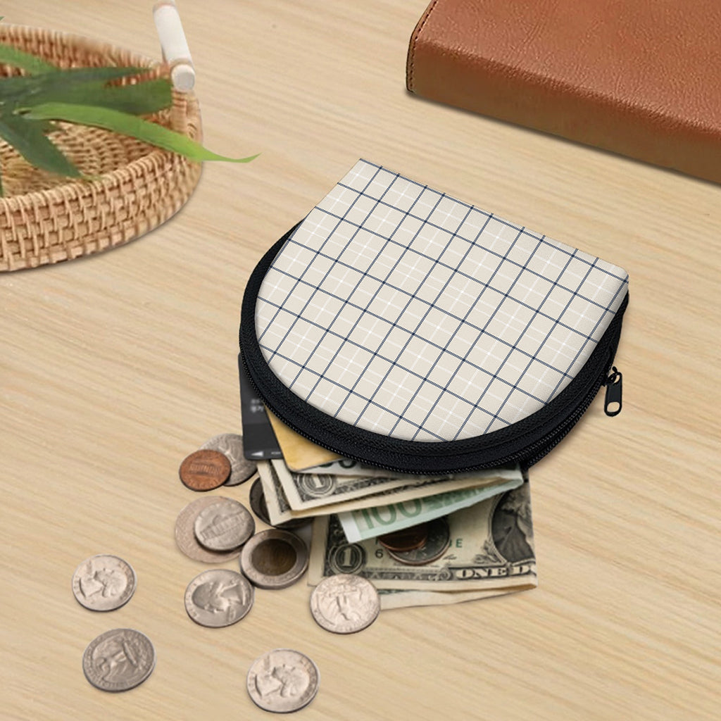 Beige Tattersall Pattern Print Coin Purse