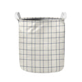 Beige Tattersall Pattern Print Collapsible Laundry Basket