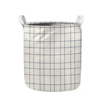 Beige Tattersall Pattern Print Collapsible Laundry Basket