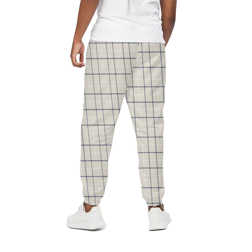 Beige Tattersall Pattern Print Cotton Pants