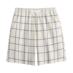 Beige Tattersall Pattern Print Cotton Shorts