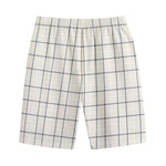 Beige Tattersall Pattern Print Cotton Shorts