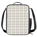Beige Tattersall Pattern Print Crossbody Lunch Bag