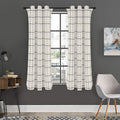 Beige Tattersall Pattern Print Grommet Curtain Panels