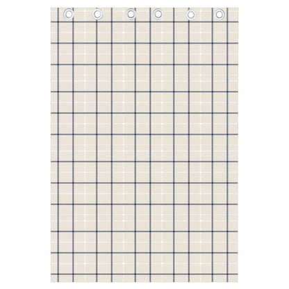 Beige Tattersall Pattern Print Curtain