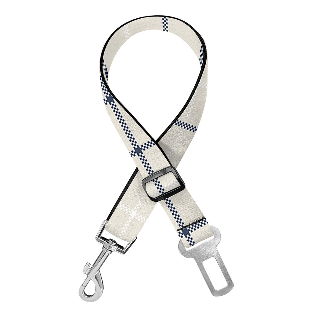 Beige Tattersall Pattern Print Dog Seat Belt